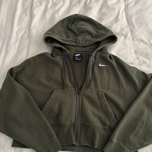 SMALL Nike Dark Green Cotton Zip Hoodie